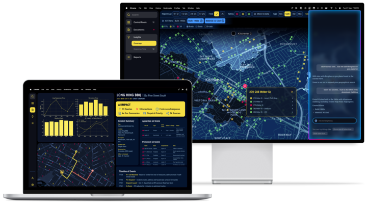 911 Incident dashboard on laptop and desktop